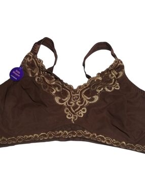 Curvation Rich Mocha Embroidered Soft-Cup Bra Unwired Size 44D